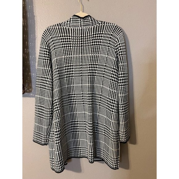 Kasper Womens Cardigan Sweater Jacket XL Extra Large Black White Check $118 - Picture 9 of 9